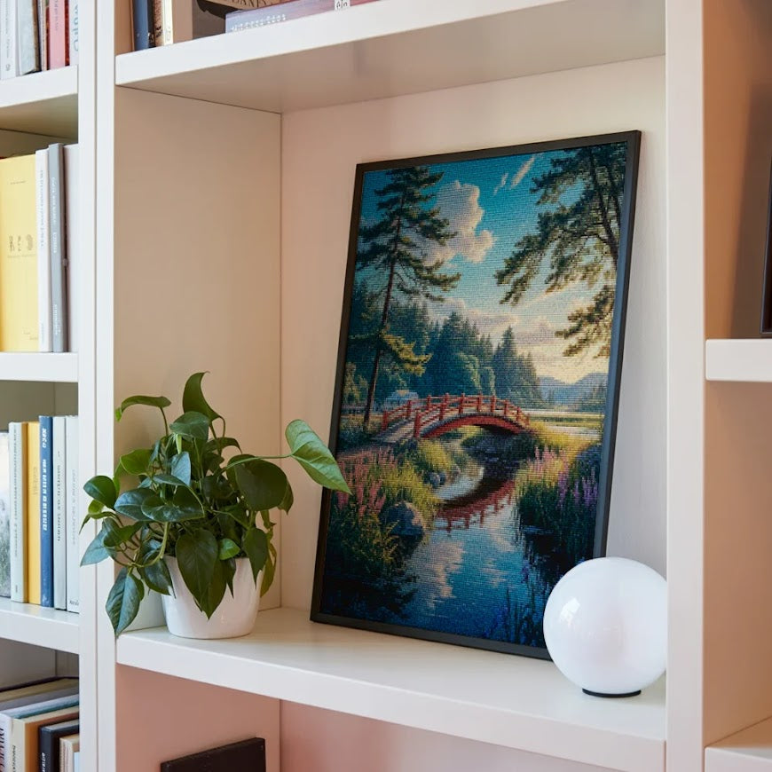 Diamond Painting - Winden over de rode brug