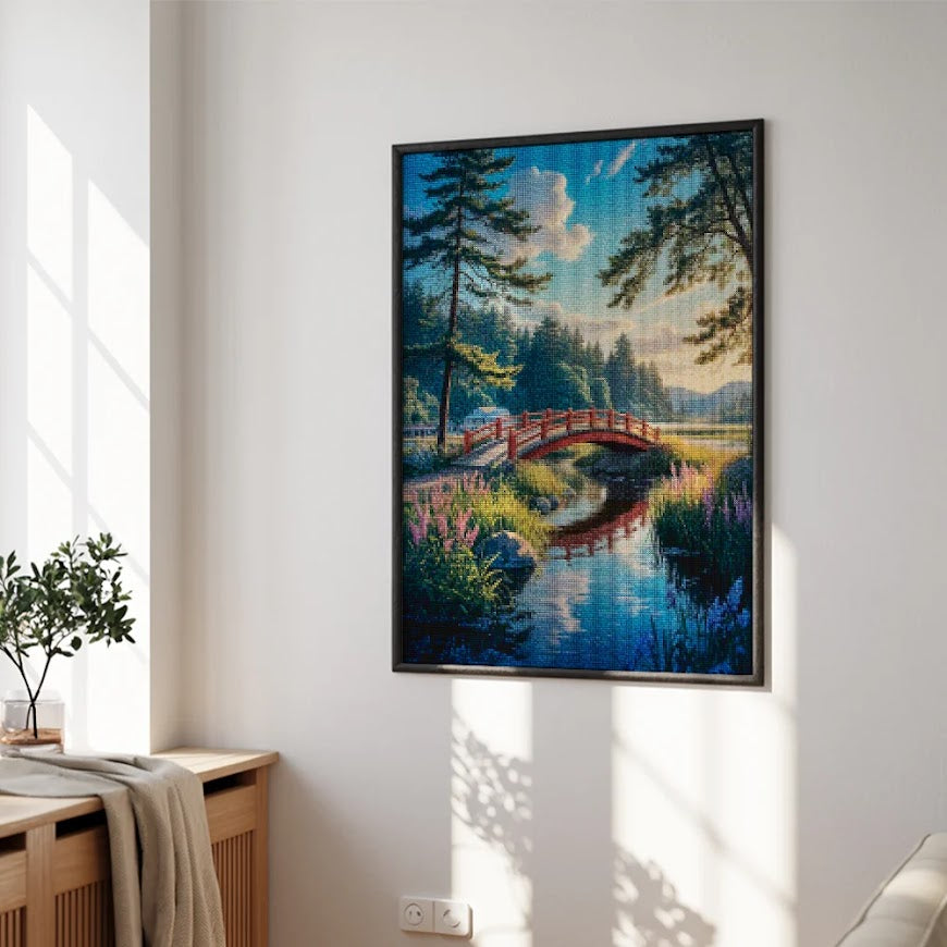 Diamond Painting - Winden over de rode brug