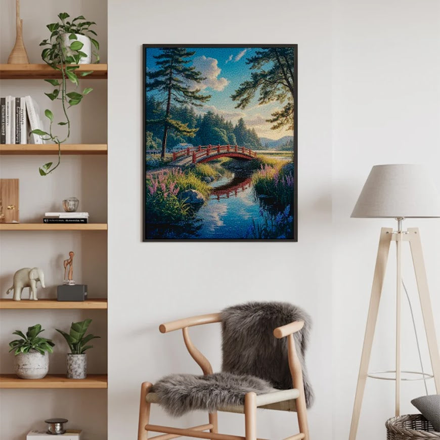 Diamond Painting - Winden over de rode brug