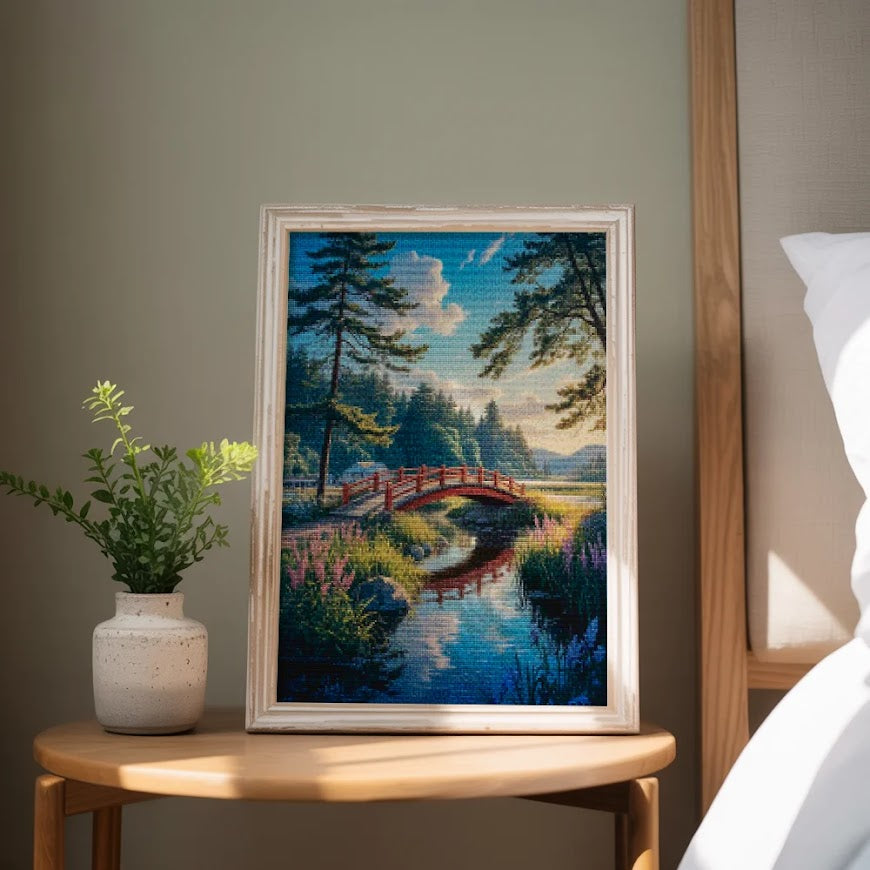 Diamond Painting - Winden over de rode brug