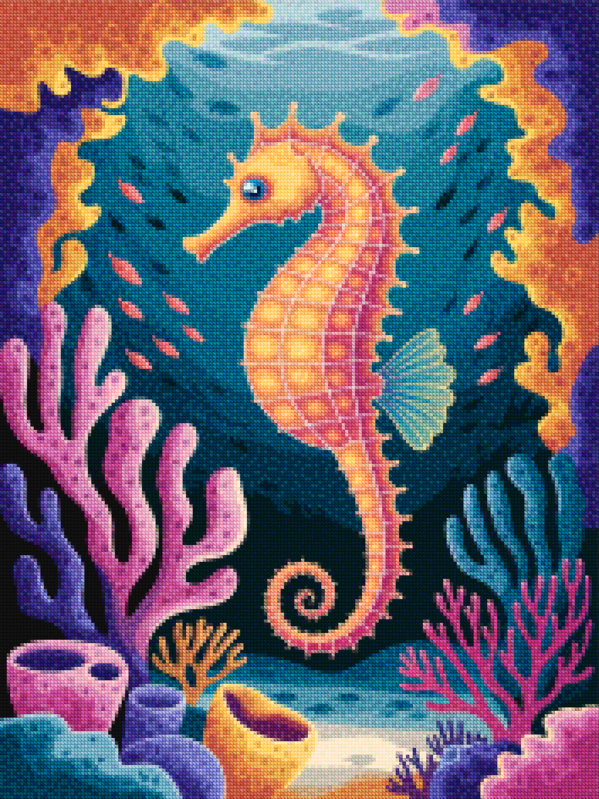 Diamond Painting - Zeepaardje in een kleurrijk koraalrif