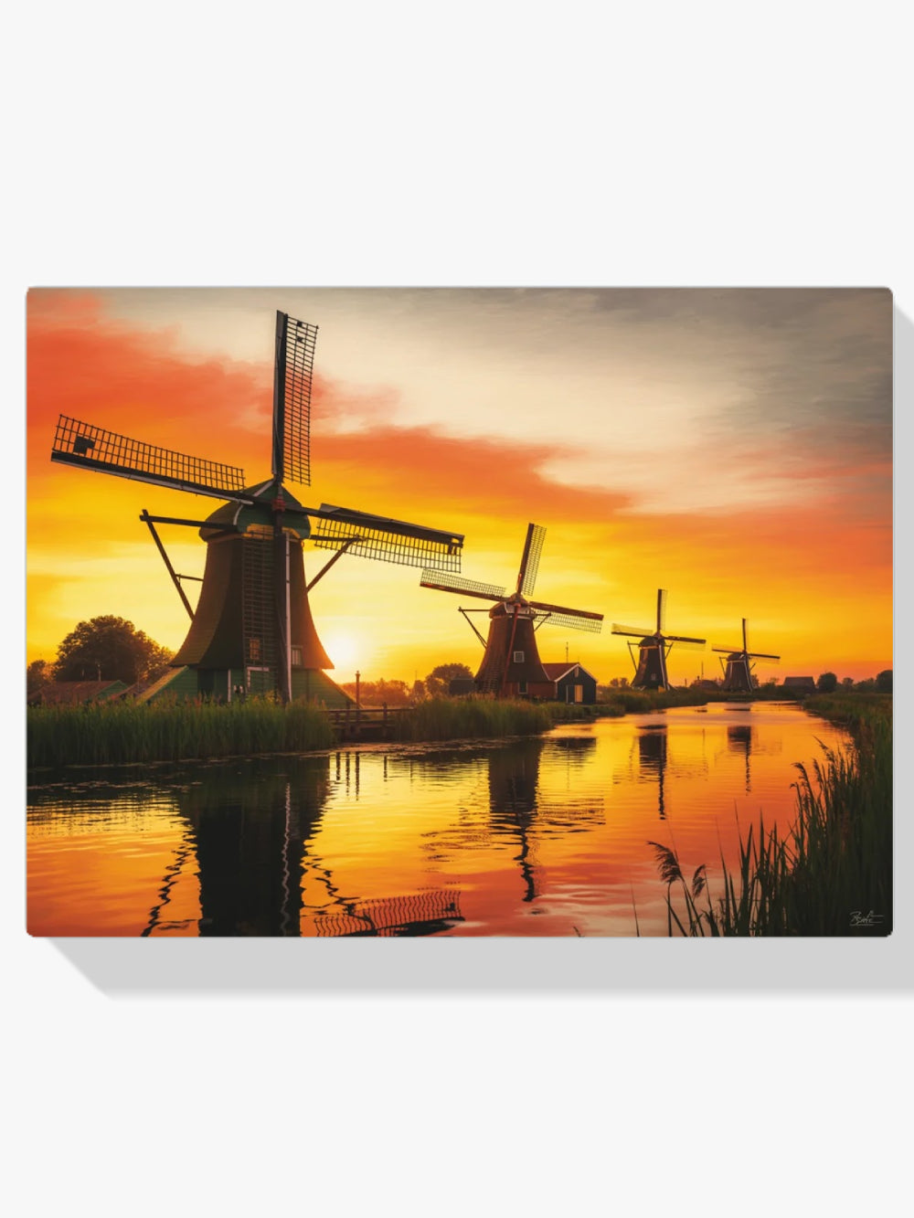 Diamond Painting - Zonsondergang bij de molens van Kinderdijk