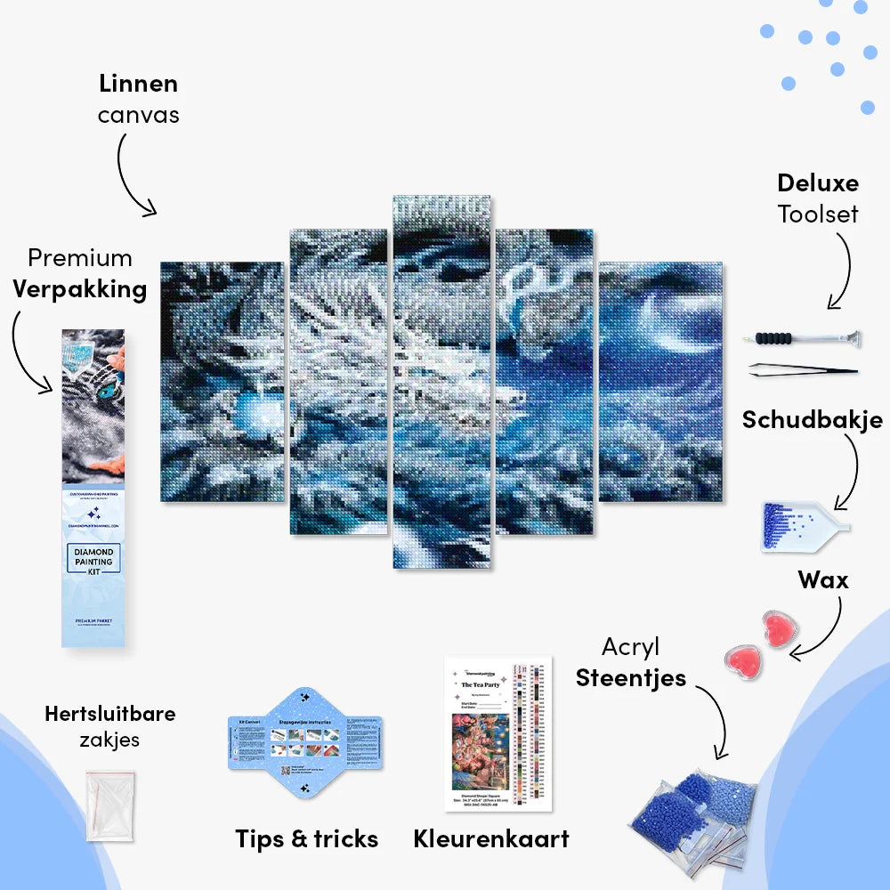 Diamond Painting Draak in de lucht 5 luik - SEOS Shop ®