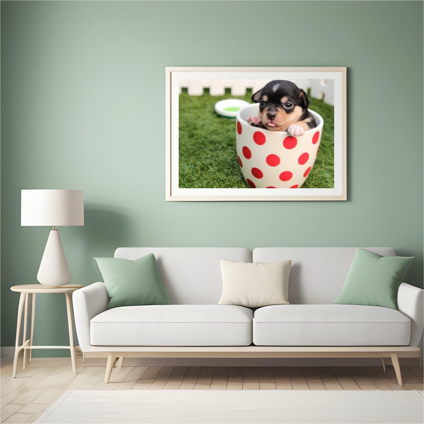 Diamond Painting Puppy in een beker 45x30 cm - SEOS Shop®