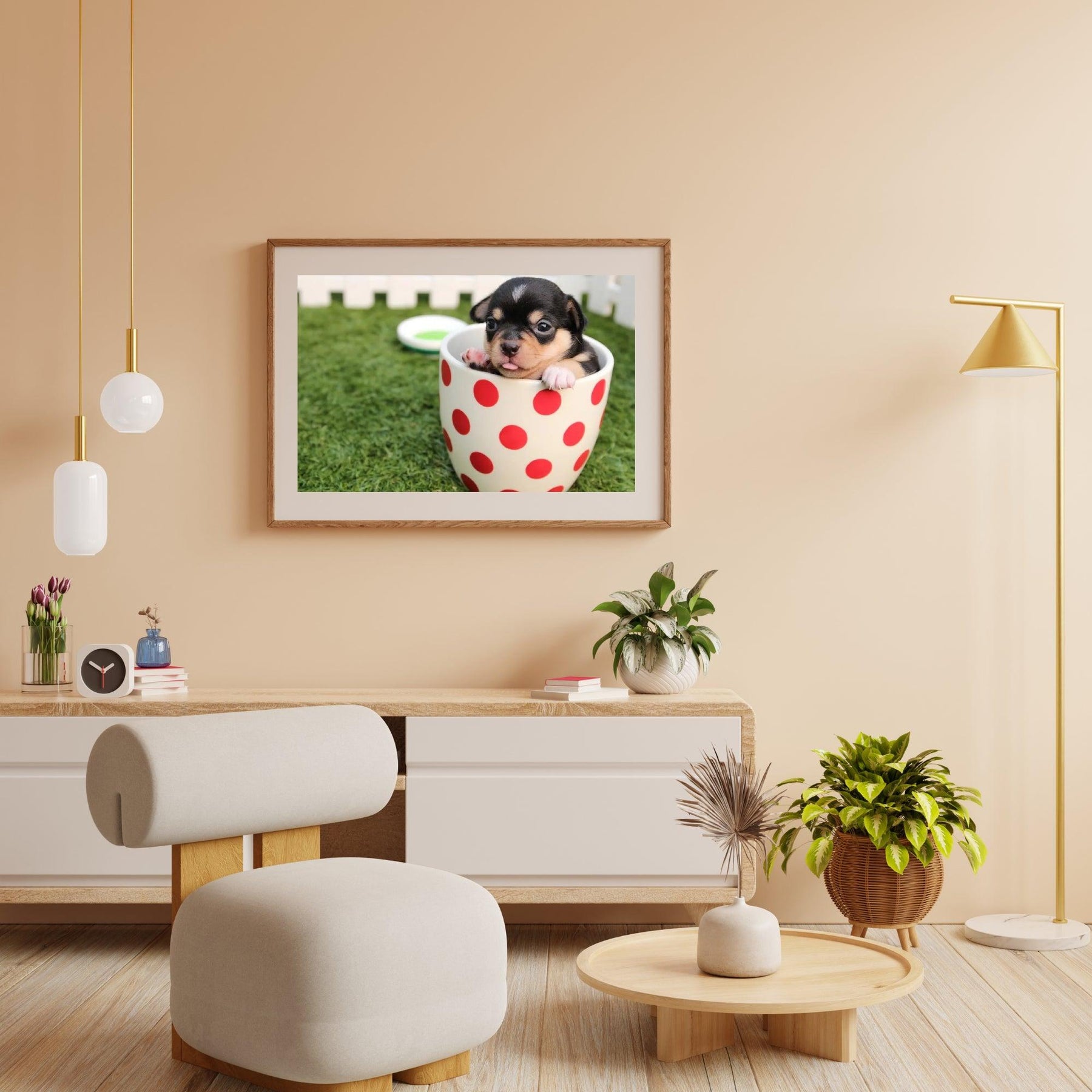 Diamond Painting Puppy in een beker 45x30 cm - SEOS Shop®