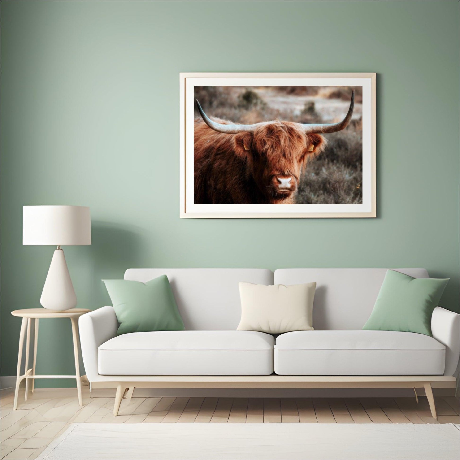 Diamond Painting Schotse hooglander - Nieuwsgierige Schotse hooglander in de heuvels - SEOS Shop ®