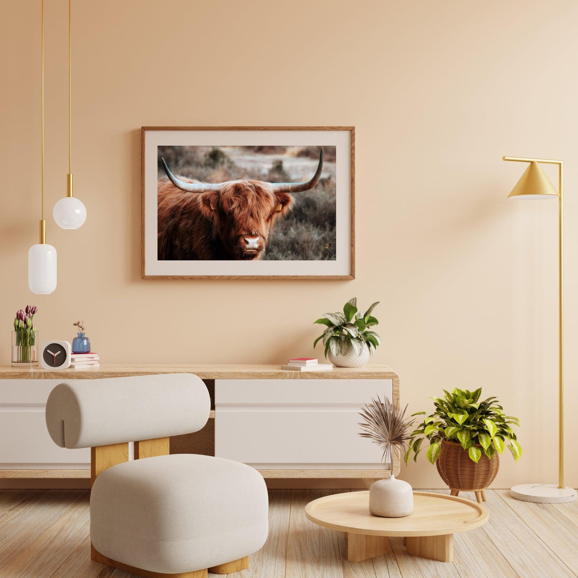 Diamond Painting Schotse hooglander - Nieuwsgierige Schotse hooglander in de heuvels - SEOS Shop ®