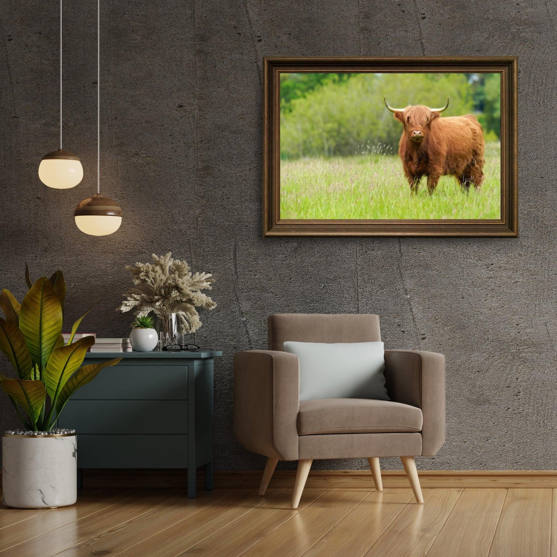 Diamond Painting Schotse hooglander - Schattige Schotse hooglander op een zonnige dag - SEOS Shop ®