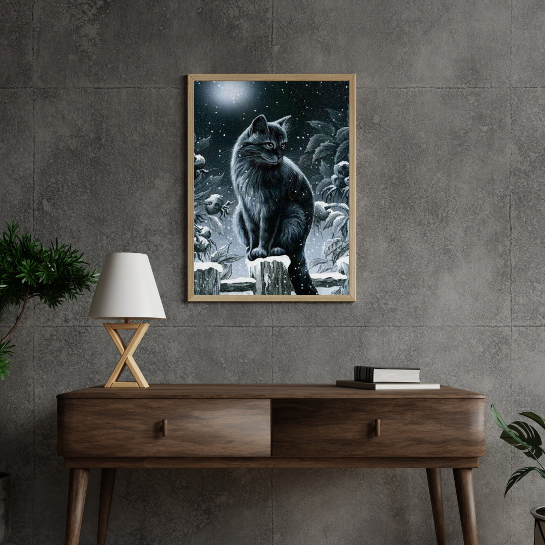 Diamond Painting Winter zwarte kat - SEOS Shop ®
