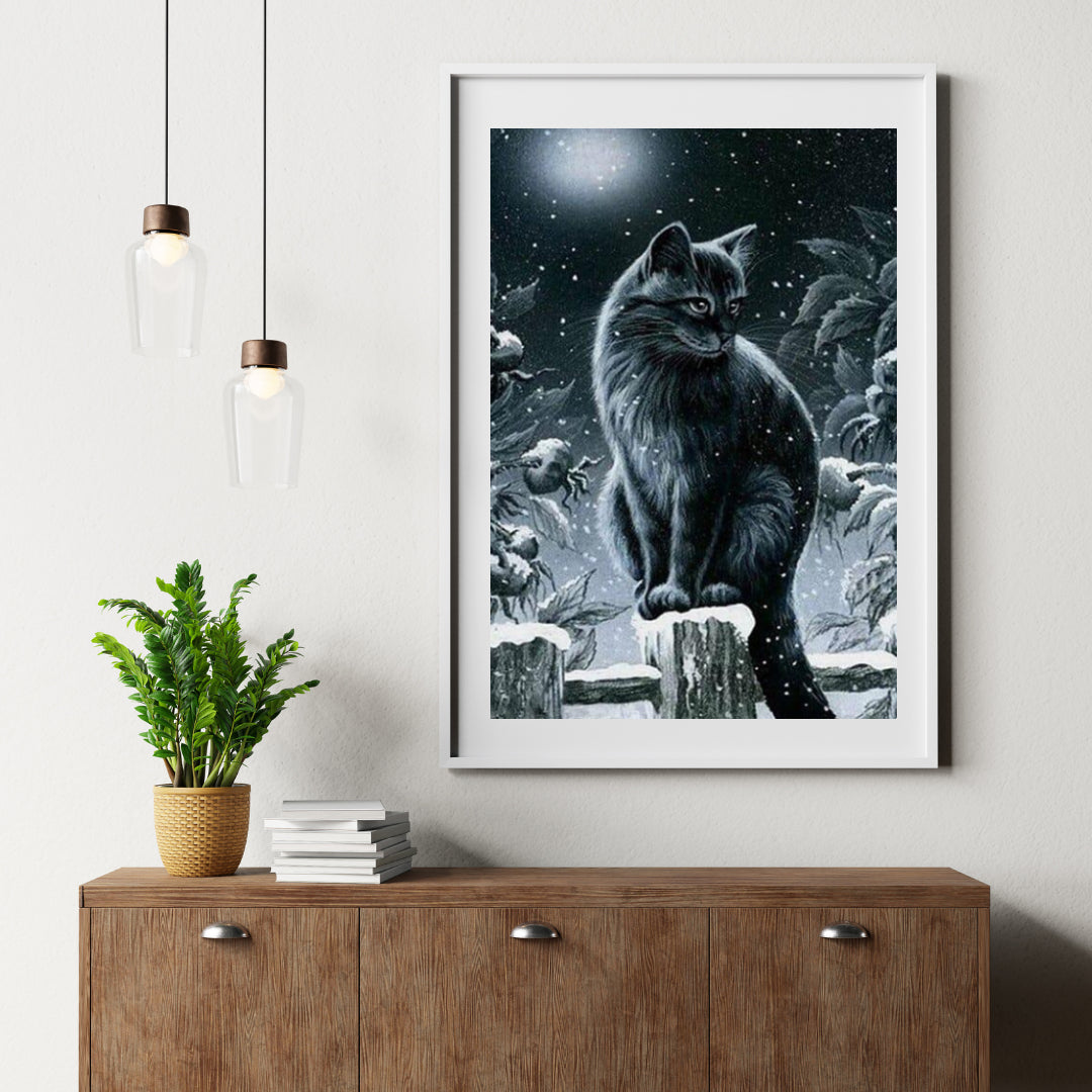 Diamond Painting Winter zwarte kat - SEOS Shop ®