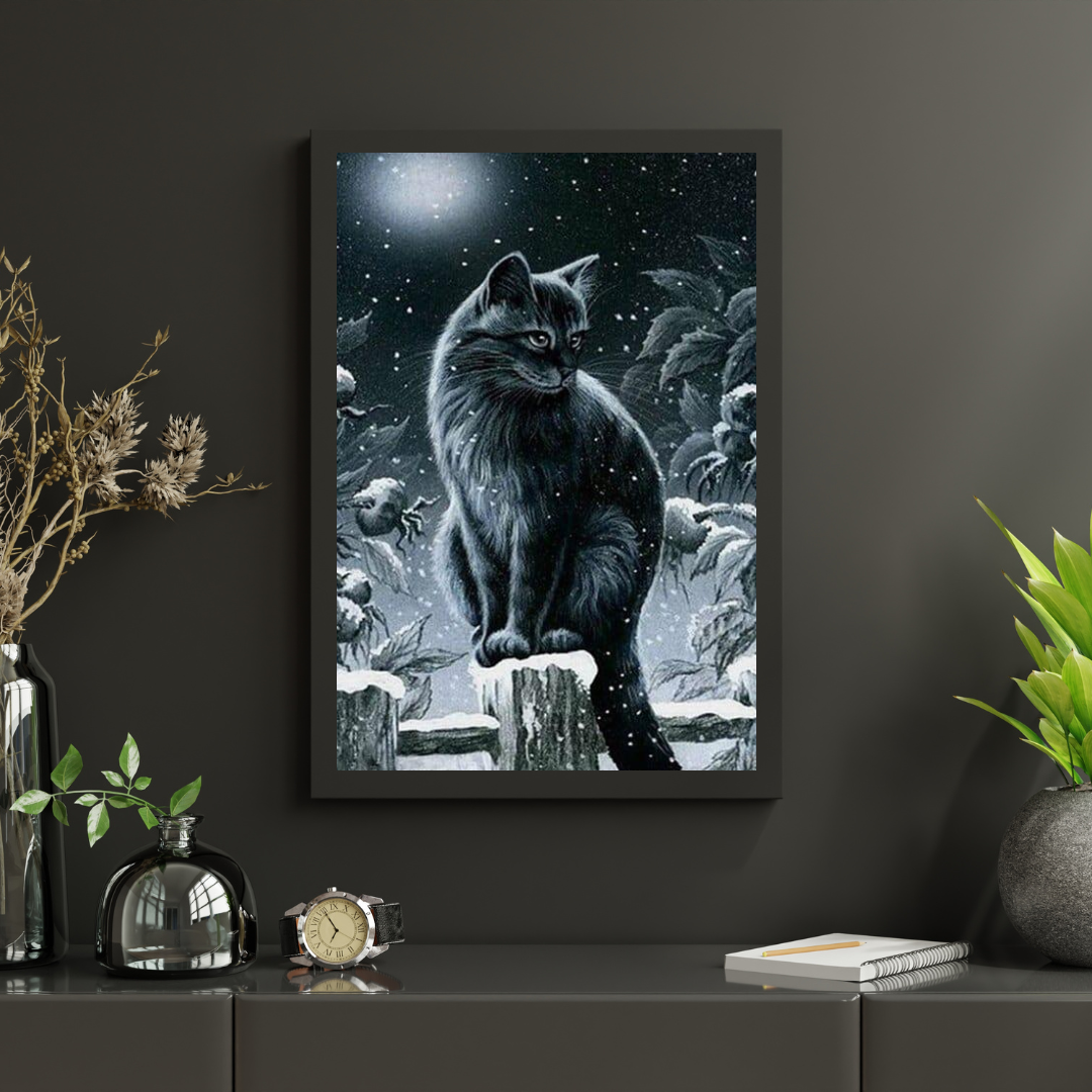 Diamond Painting Winter zwarte kat - SEOS Shop ®
