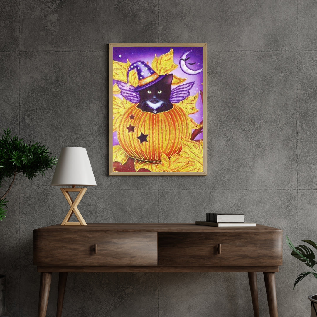 Diamond Painting Zwarte Kat In Pompoen - SEOS Shop ®