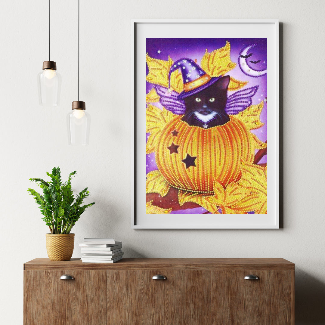 Diamond Painting Zwarte Kat In Pompoen - SEOS Shop ®