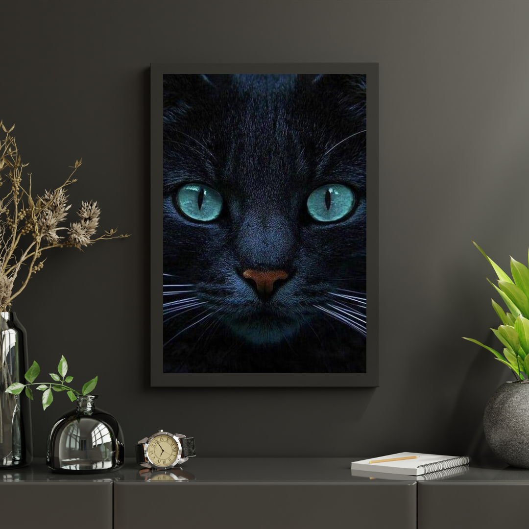 Diamond Painting Zwarte kat en blauwe ogen - SEOS Shop ®