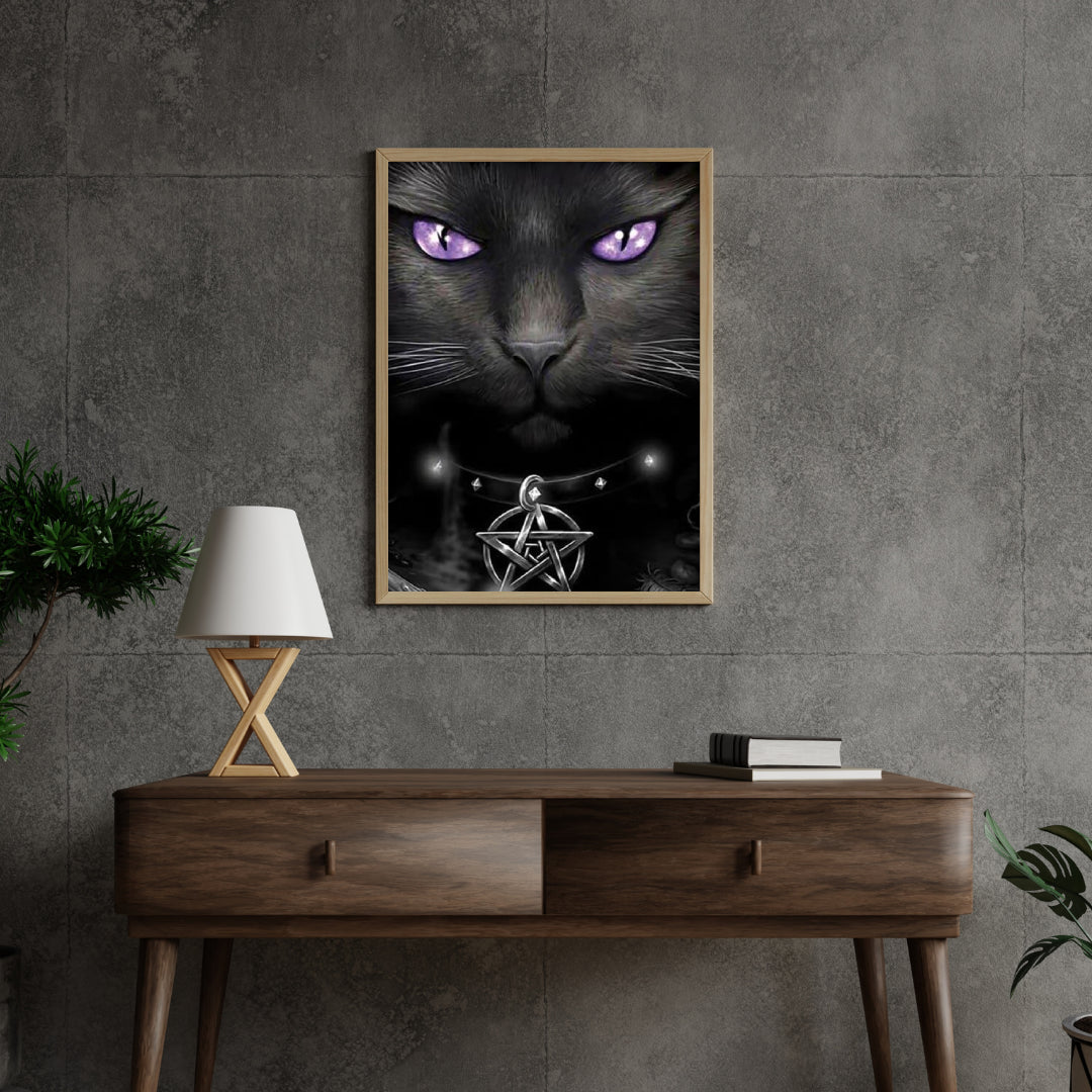 Diamond Painting Zwarte kat en paarse ogen - SEOS Shop ®