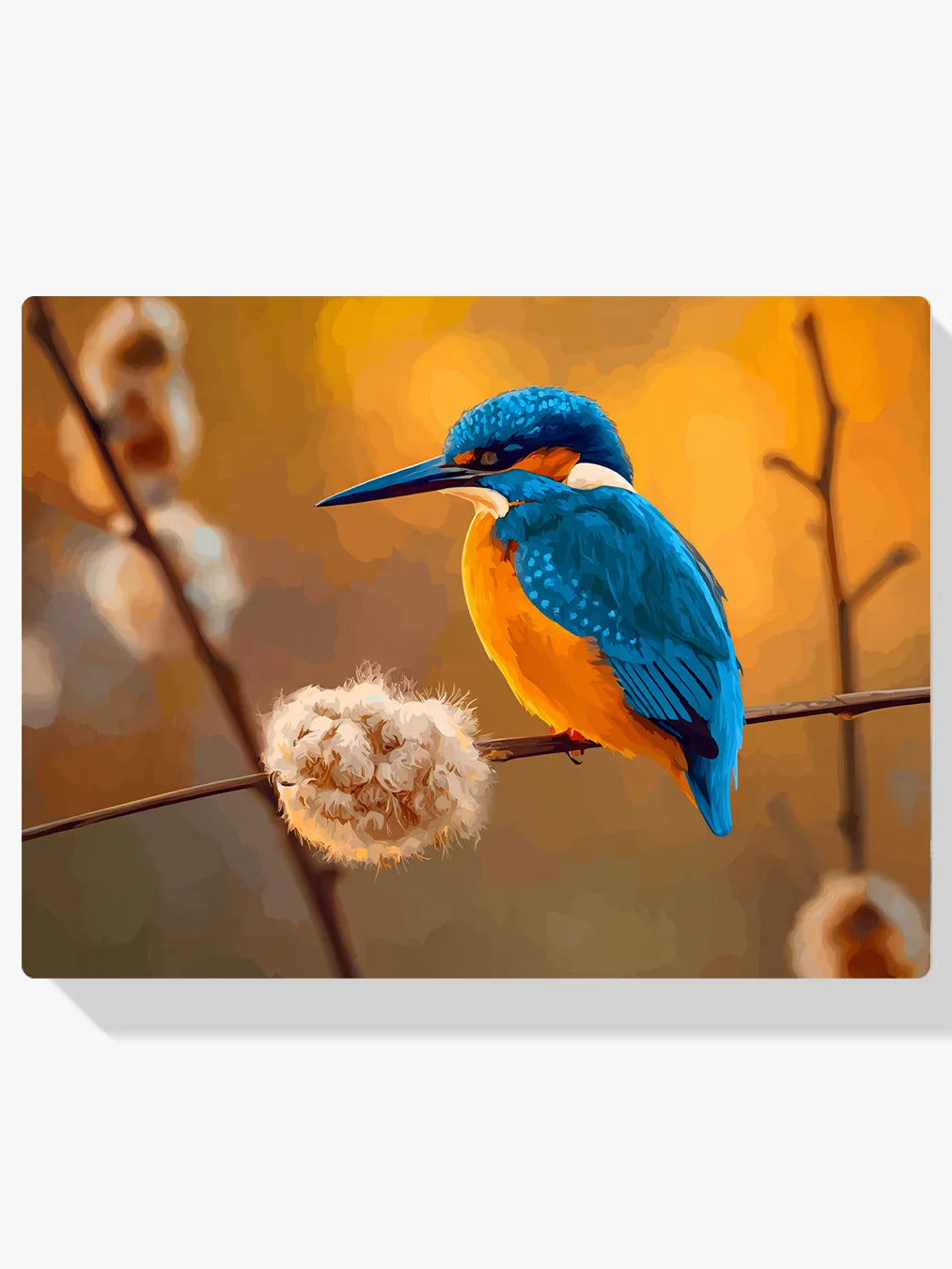 Diamond Painting - IJsvogel in Gouden Achtergrond