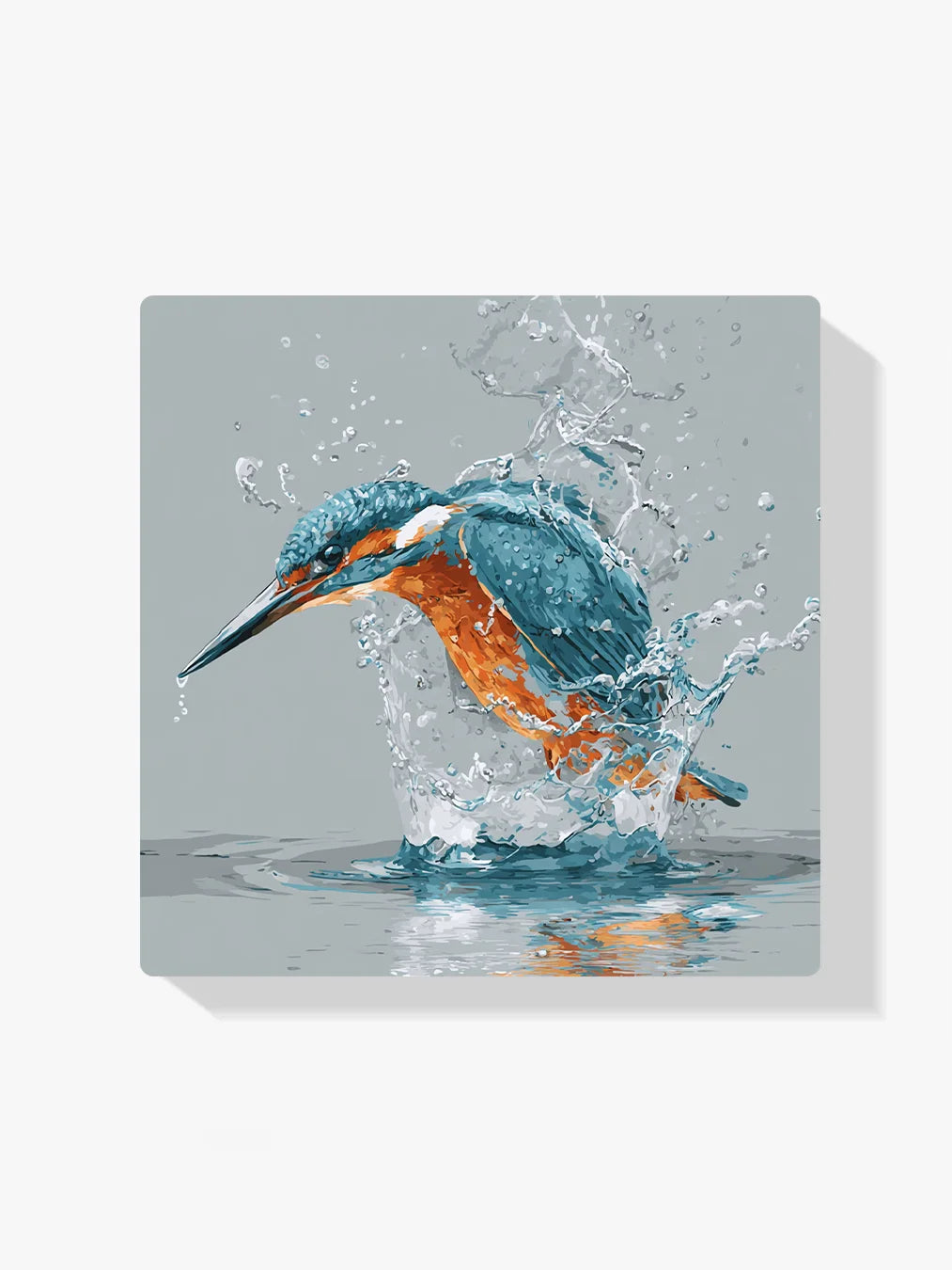 Diamond Painting - Vissende IJsvogel met Waterspatten