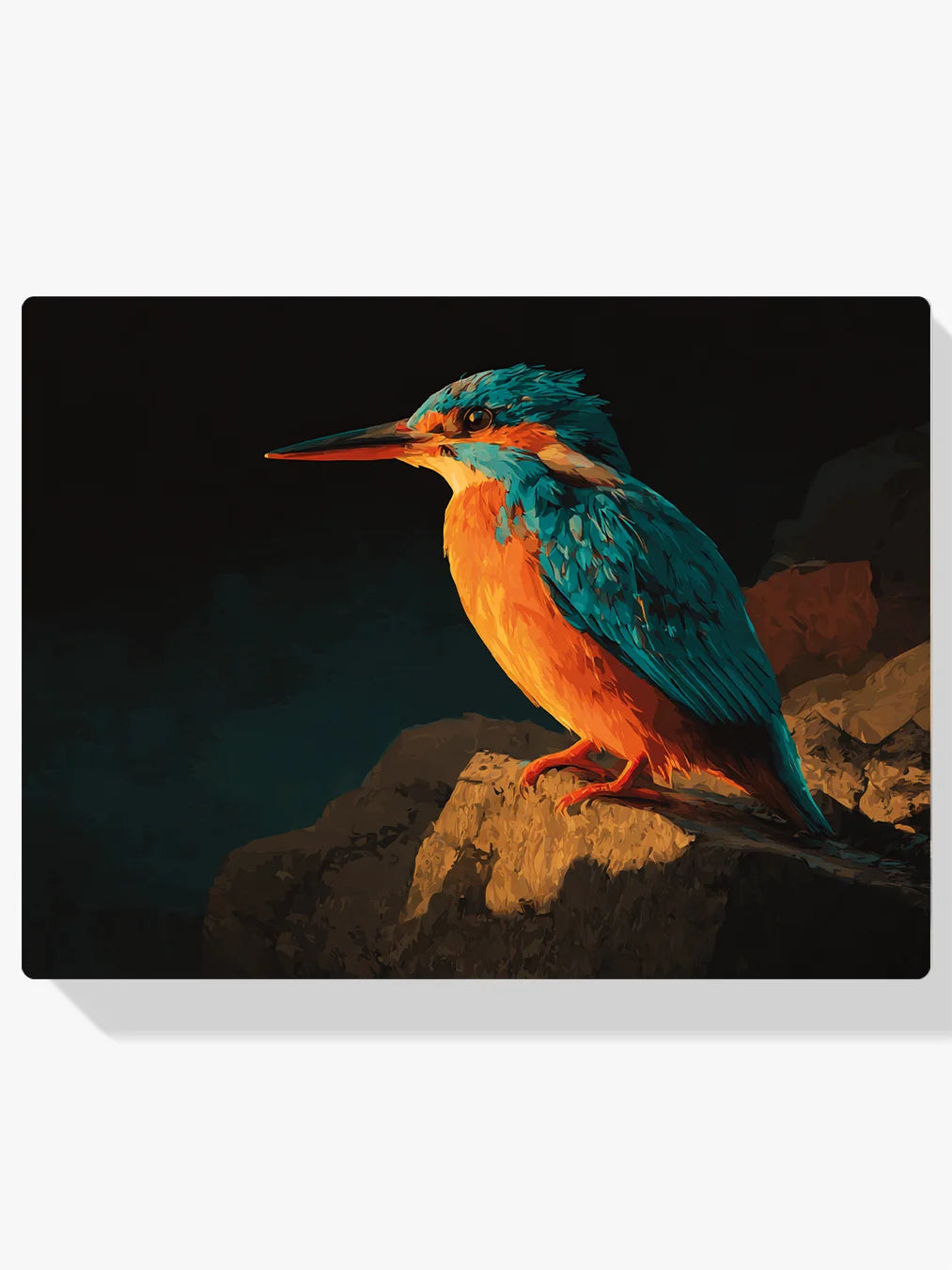 Diamond Painting - IJsvogel op Rots in Avondgloed