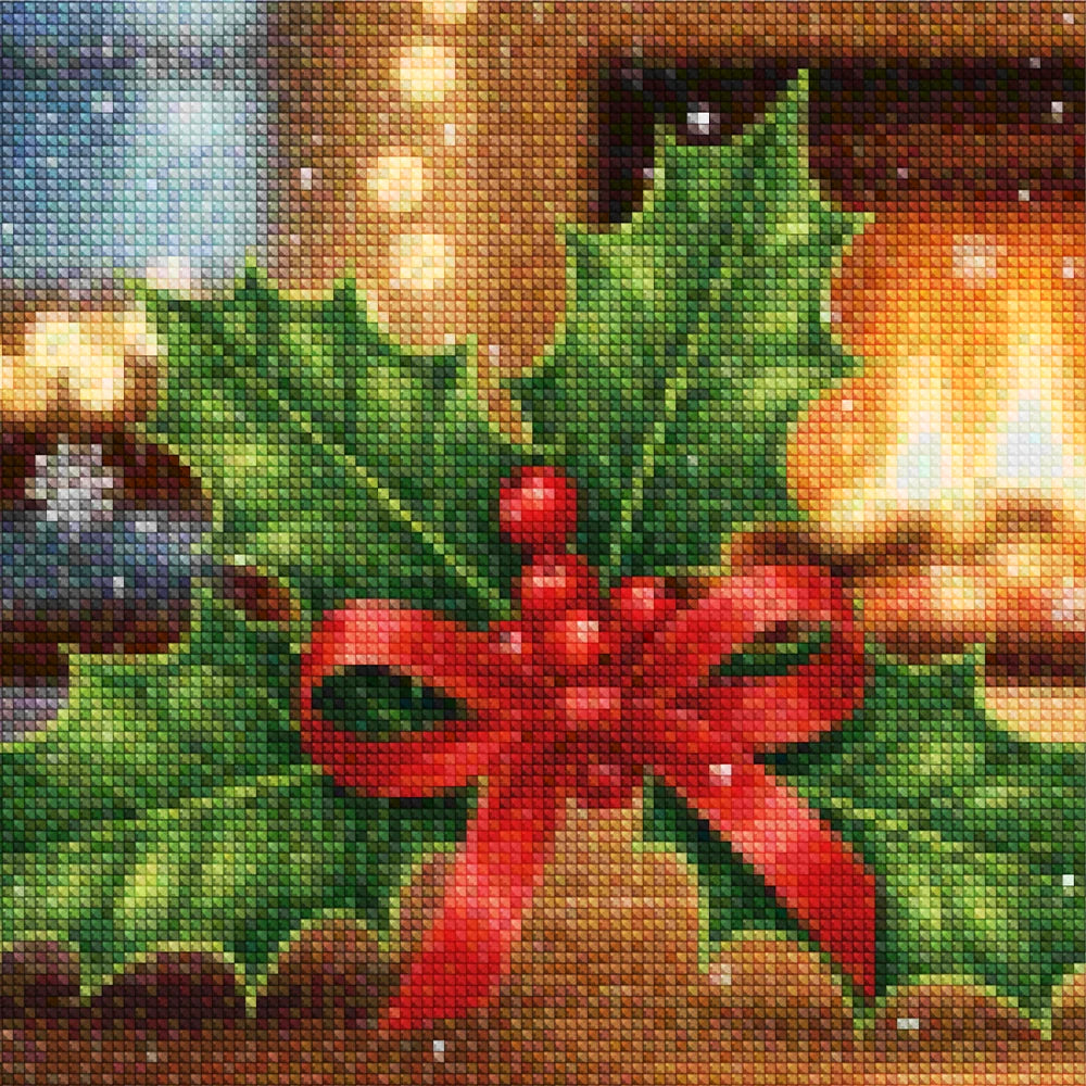 Mini Diamond Painting - Kleine hulstblaadjes & bessen