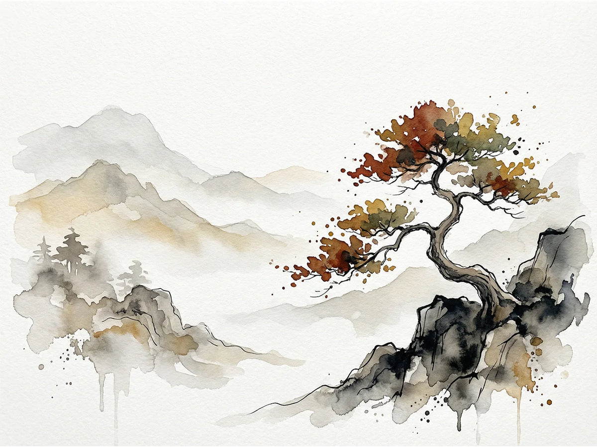 Diamond Painting - Eenzame boom in berglandschap