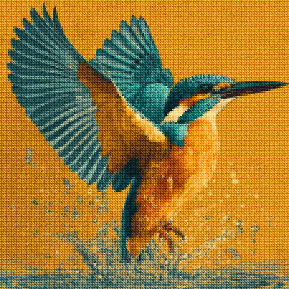 Diamond Painting - IJsvogel met Gespreide Vleugels