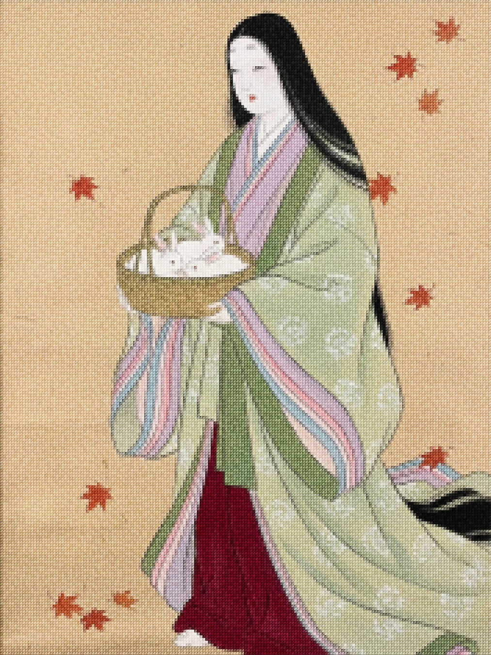 Diamond Painting - Witte Konijnen in de Herfstmand