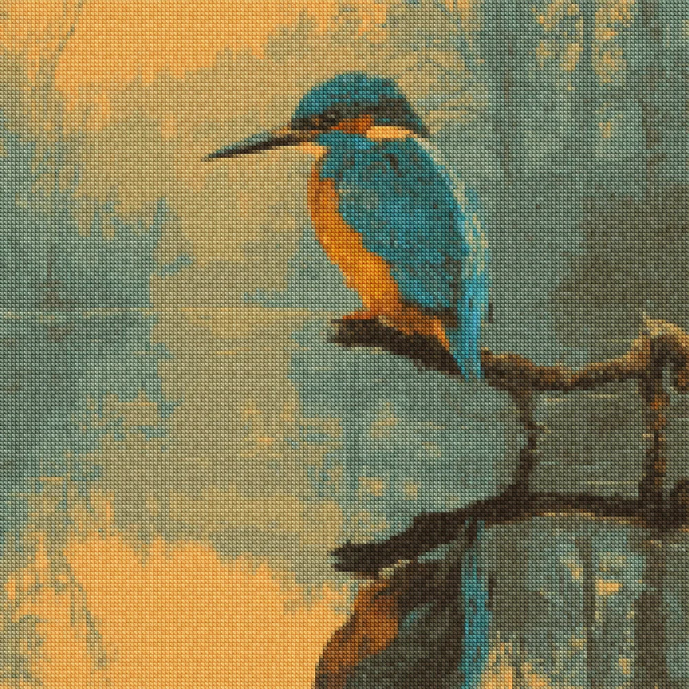 Diamond Painting - IJsvogel Grunge aan het Water