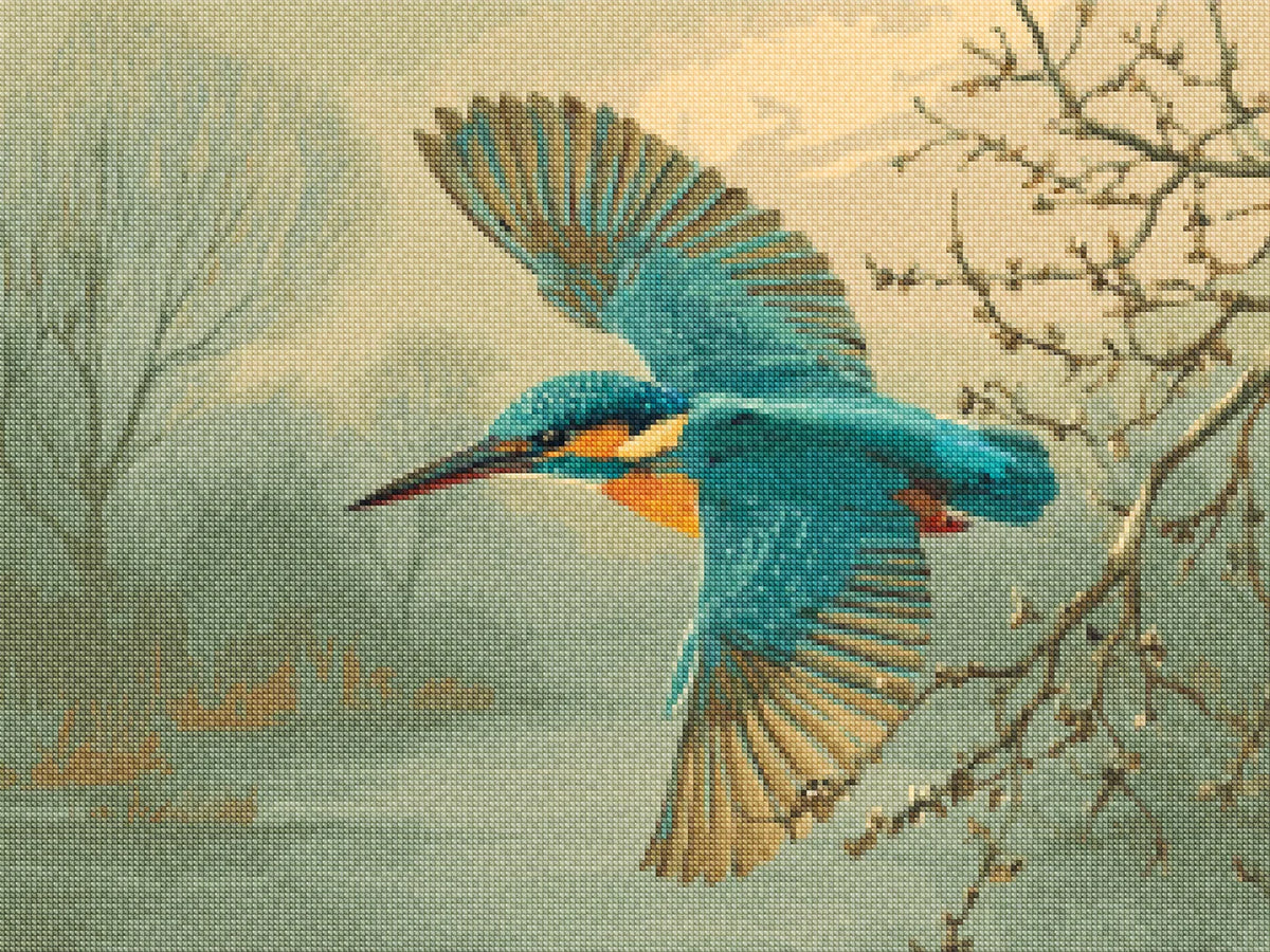 Diamond Painting - IJsvogelkunst in Zachte Nevel
