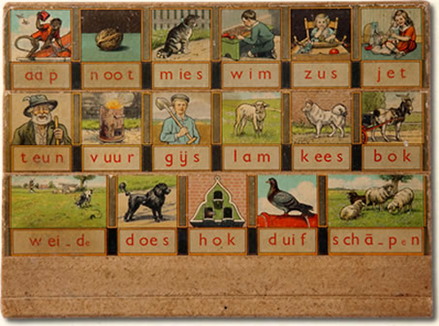 diamond painting aap noot mies 1961 – schrijfletters gebaseerd op M.B. Hoogeveen uit 1961–1966