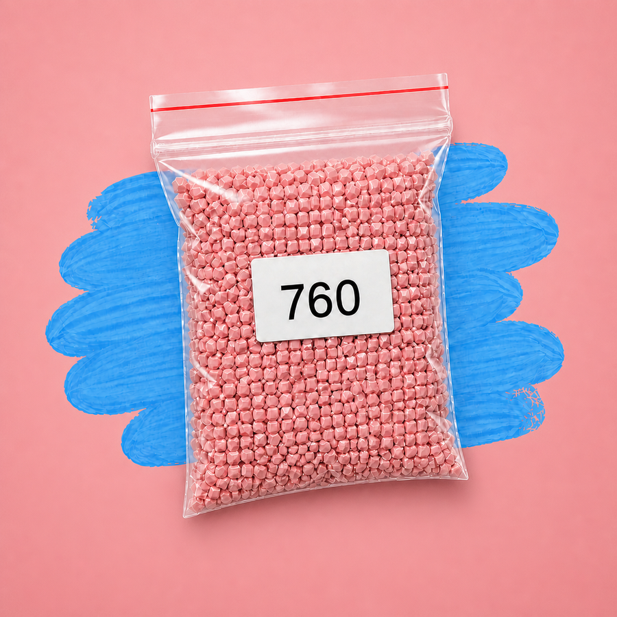 Zakje diamond-paintingsteentjes met kleurcode DMC 760