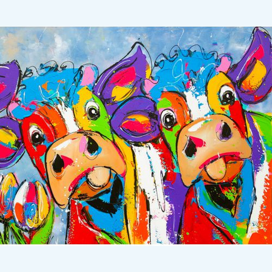 Diamond Painting Gekleurde Koeien – volledig koeienontwerp