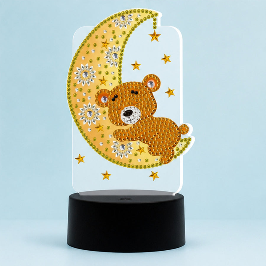 Diamond Painting 3D Lamp Beer op een lichtblauwe achtergrond