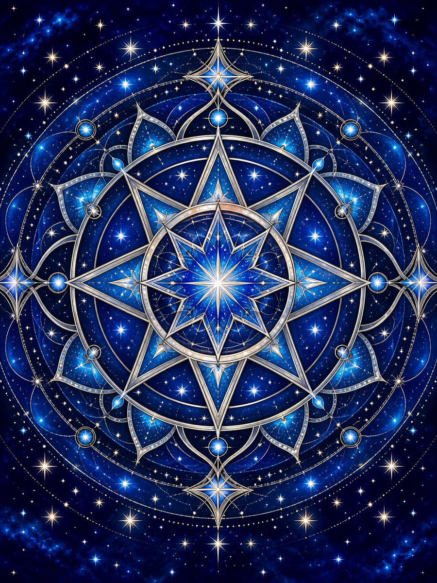 Diamond Painting Sterren Mandala – een geometrische sterrenmandala zonder tekst of sterrenbeeldlabels