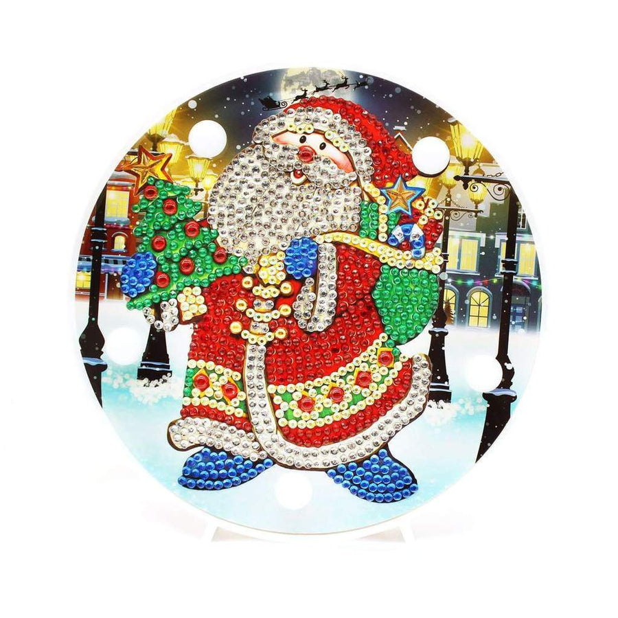 diamond painting rond dp lampje kerstman – afbeelding 1