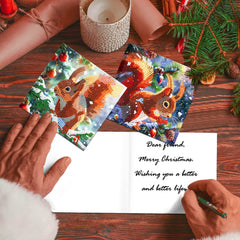 diamond painting 12 kerstkaarten - kerst eekhoorn set – afbeelding 3