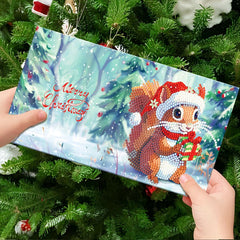 diamond painting 12 kerstkaarten - kerst eekhoorn set – afbeelding 6