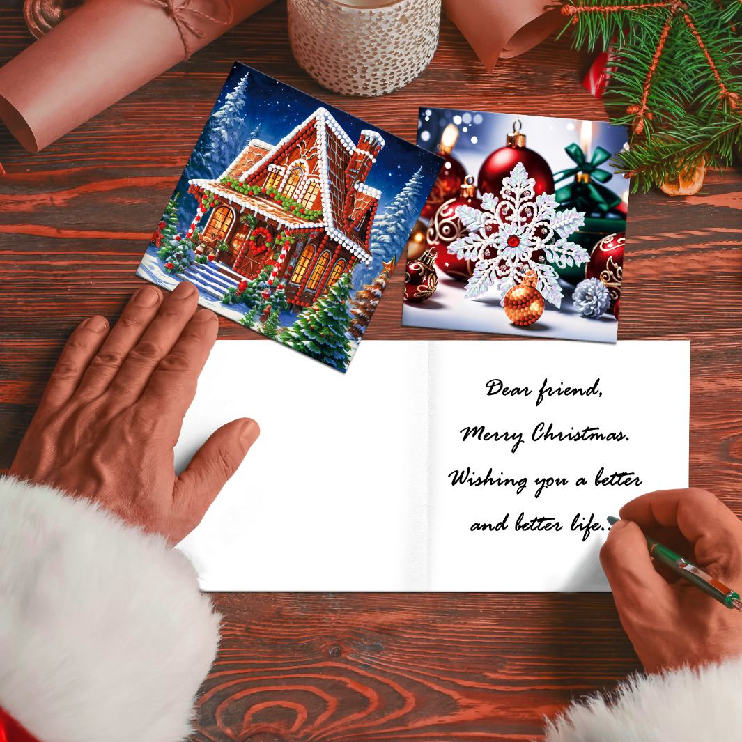 diamond painting 12 kerstkaarten - kerstavond set – afbeelding 3