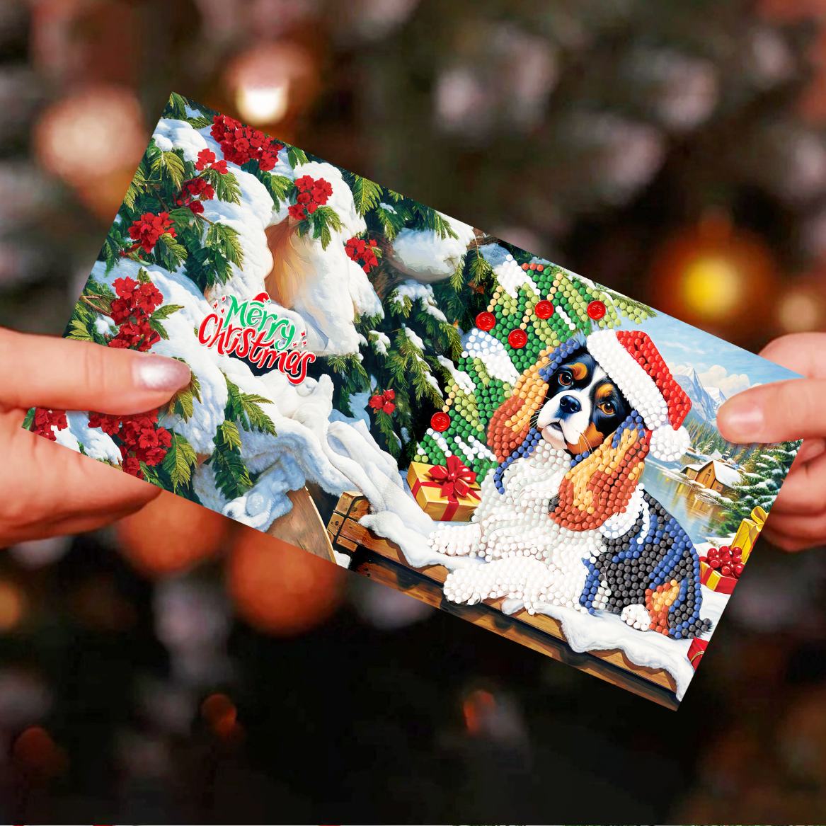 diamond painting 12 kerstkaarten - kerstavond set – afbeelding 7