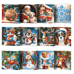 diamond painting 12 kerstkaarten - kerstmagie set – afbeelding 1