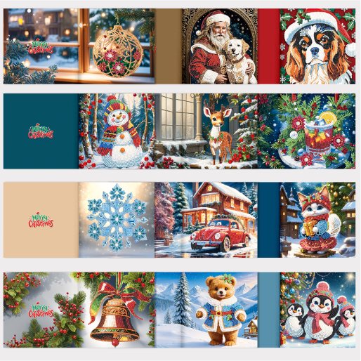 diamond painting 12 kerstkaarten - kerstmagie set – afbeelding 10