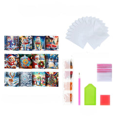 diamond painting 12 kerstkaarten - kerstman & diertjes set – afbeelding 11