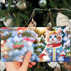 diamond painting 12 kerstkaarten - kerstman & diertjes set – afbeelding 7