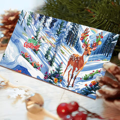 diamond painting 12 kerstkaarten - kerstman & diertjes set – afbeelding 8