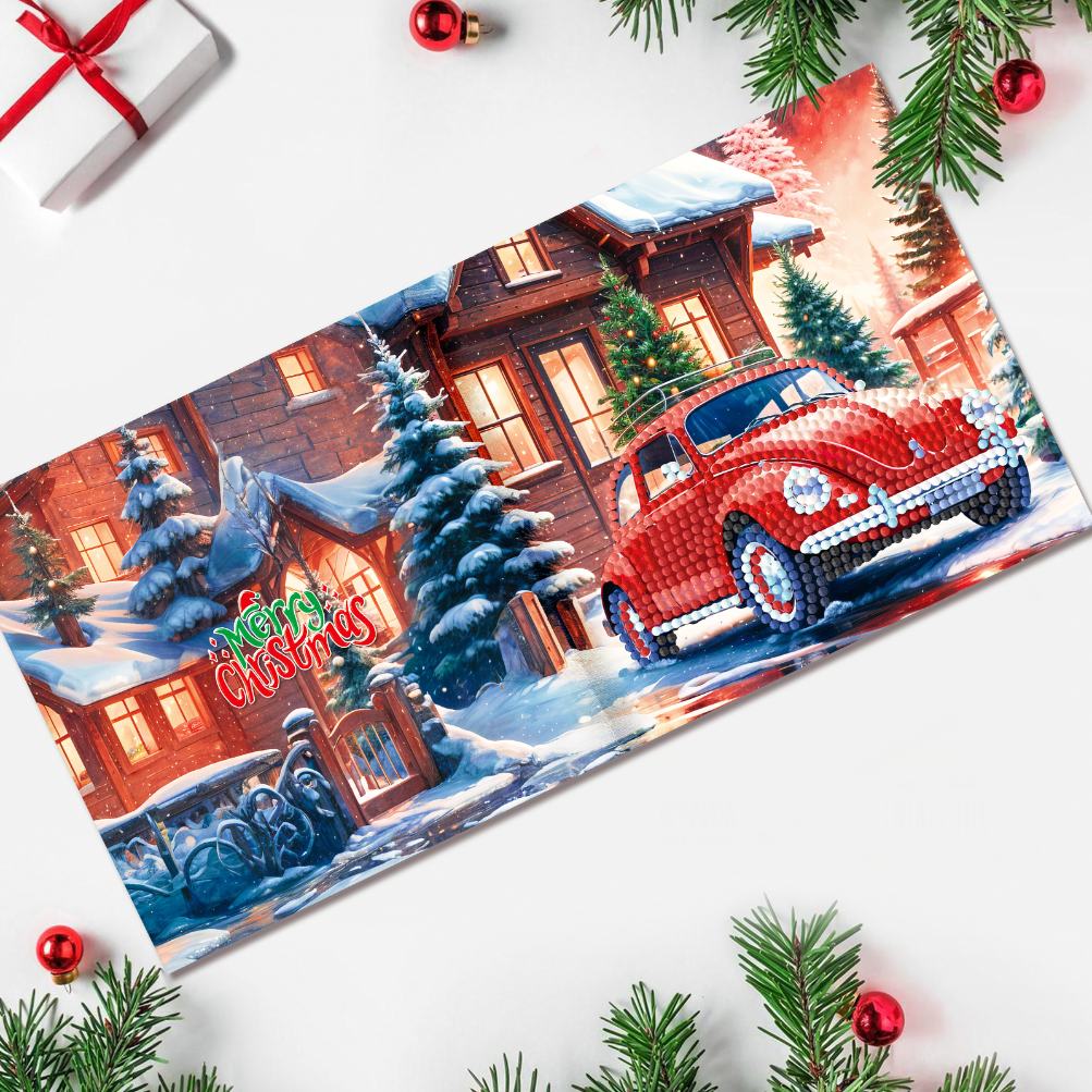 diamond painting 12 kerstkaarten - kerstman & diertjes set – afbeelding 9