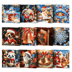 diamond painting 12 kerstkaarten - kerstsfeer set – afbeelding 1