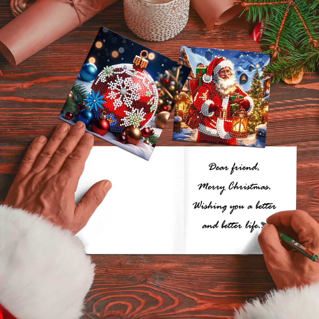 diamond painting 12 kerstkaarten - kerstsfeer set – afbeelding 3