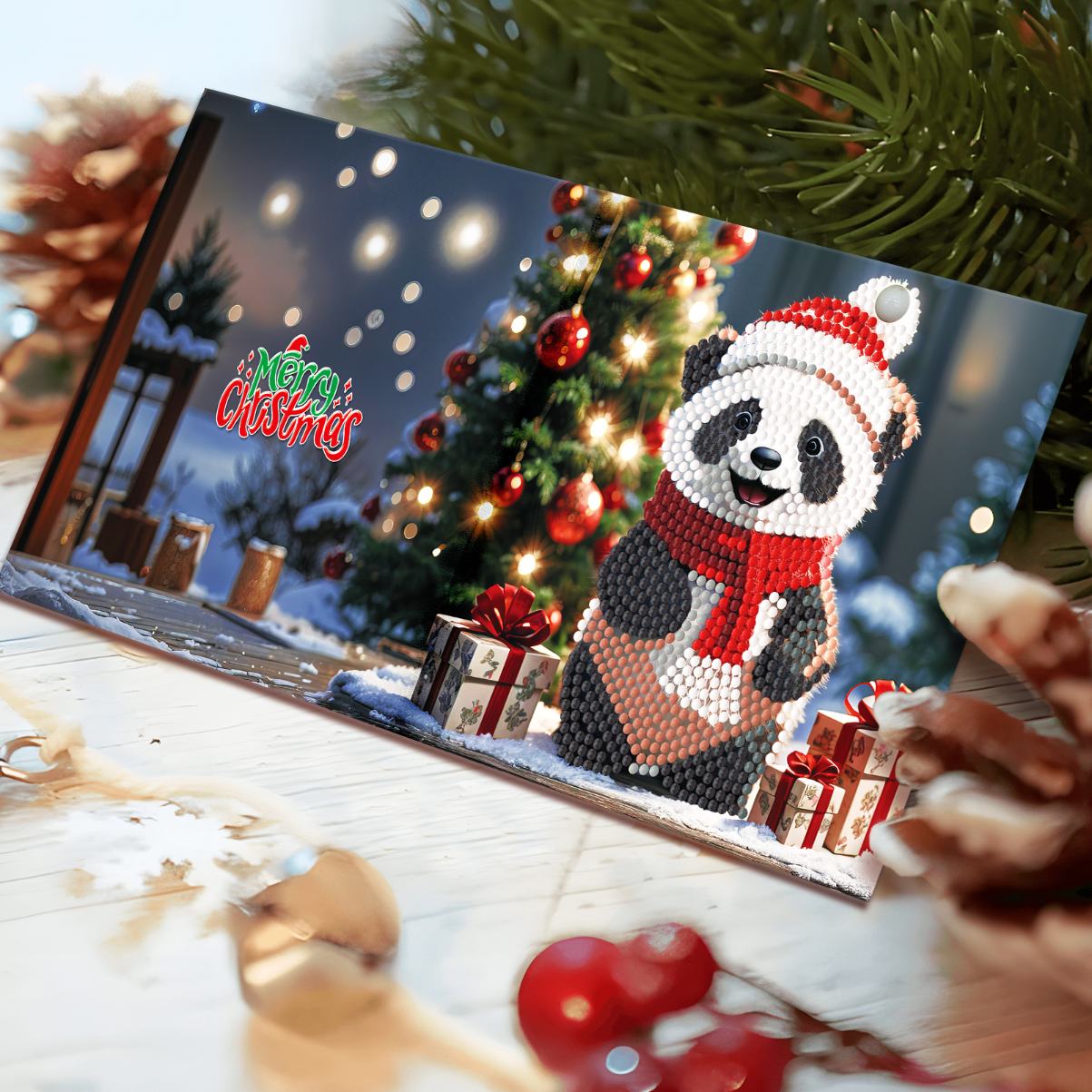 diamond painting 12 kerstkaarten - kerstsfeer set – afbeelding 7