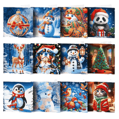 diamond painting 12 kerstkaarten - magische kerst set – afbeelding 1