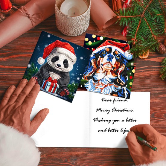 diamond painting 12 kerstkaarten - magische kerst set – afbeelding 3