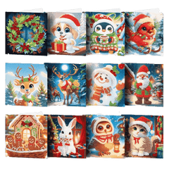 diamond painting 12 kerstkaarten - schattige kerst set – afbeelding 1